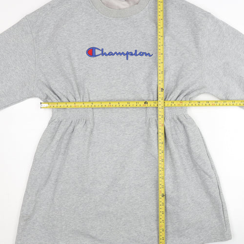 Champion Women’s Grey Tunic Sweatshirt Medium Logo Elastic Waist