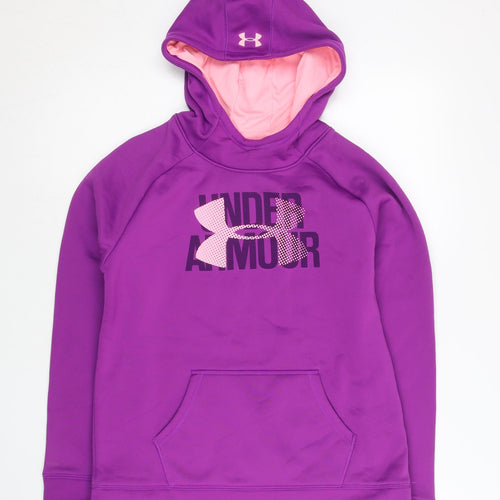 Under Armour Girls Purple Hoodie 14 Years Pullover Fleece Hooded Sportswear
