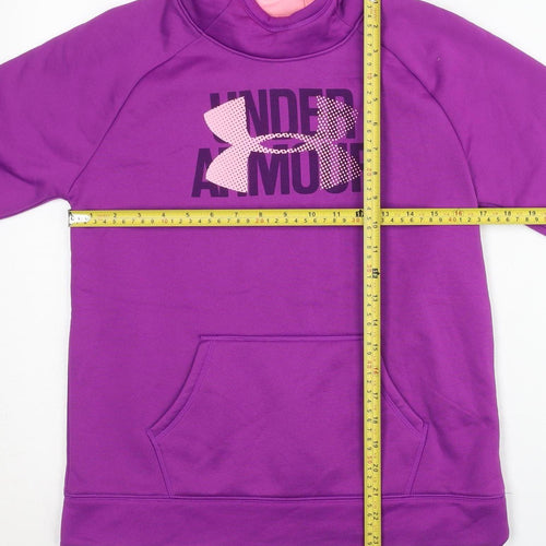 Under Armour Girls Purple Hoodie 14 Years Pullover Fleece Hooded Sportswear