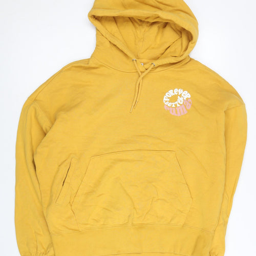 Puma Womens Yellow Pullover Hoodie XS Long Sleeve Cotton