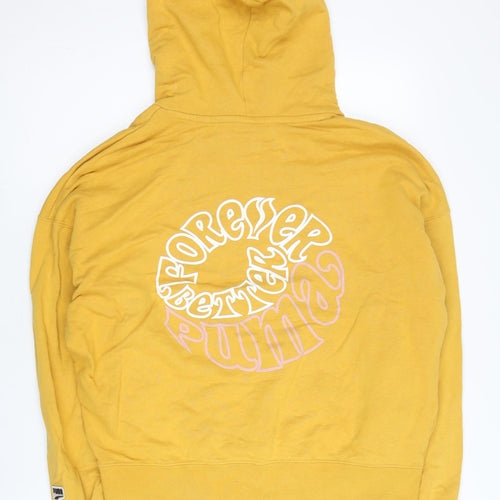 Puma Womens Yellow Pullover Hoodie XS Long Sleeve Cotton
