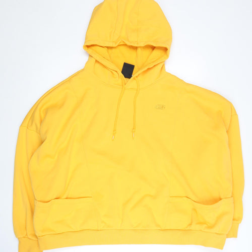 Skechers Womens Yellow Hoodie Size 12 Pullover Fleece Logo