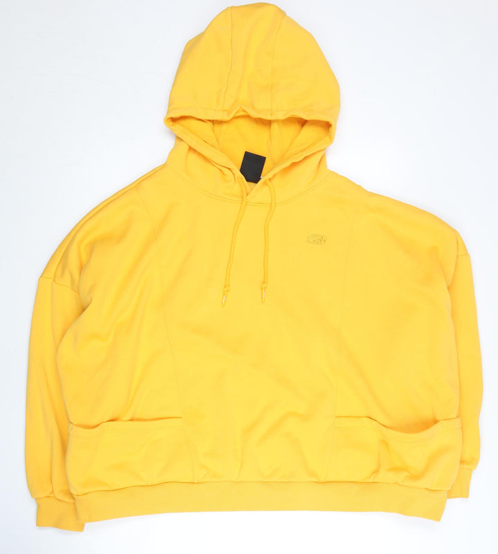 Skechers Womens Yellow Hoodie Size 12 Pullover Fleece Logo