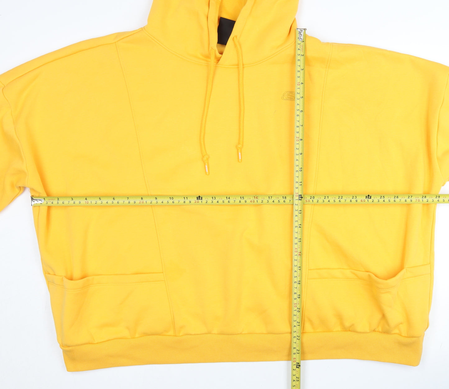 Skechers Womens Yellow Hoodie Size 12 Pullover Fleece Logo