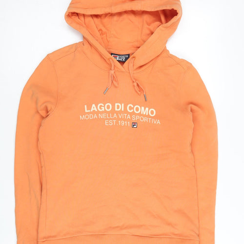 Fila Women’s Orange Pullover Hoodie Size 8 Logo Sportswear