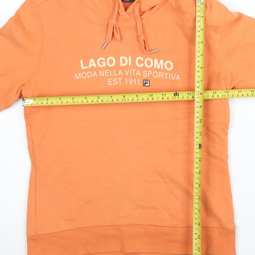 Fila Women’s Orange Pullover Hoodie Size 8 Logo Sportswear