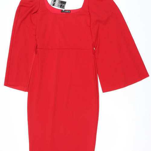 Quiz Women’s Red Bodycon Square Neck Puff Sleeve Dress Size 10