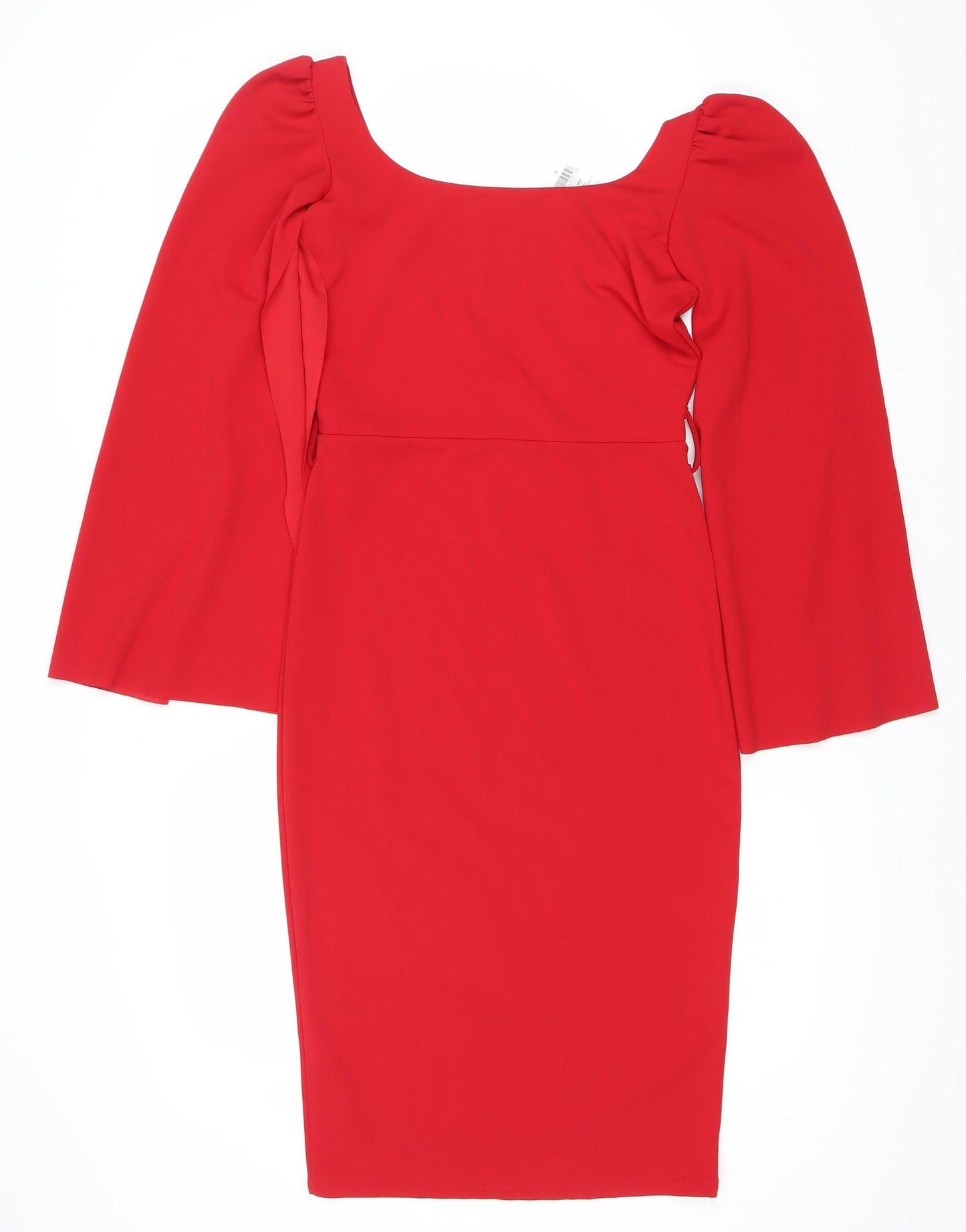 Quiz Women’s Red Bodycon Square Neck Puff Sleeve Dress Size 10