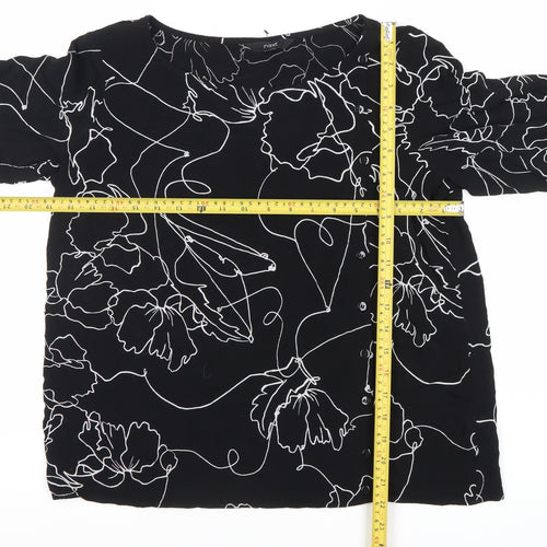 Next Women’s Black Floral Blouse Size 16 Viscose 3/4 Sleeve