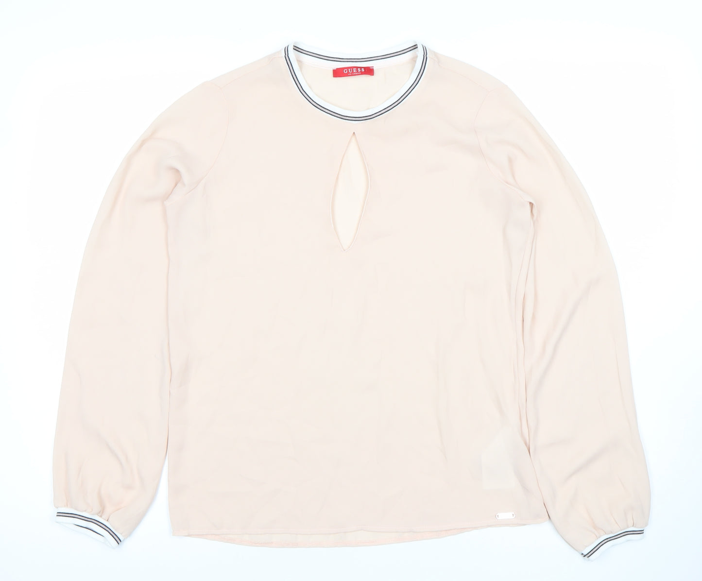 Guess Womens Beige Long Sleeve Chiffon Blouse Size S