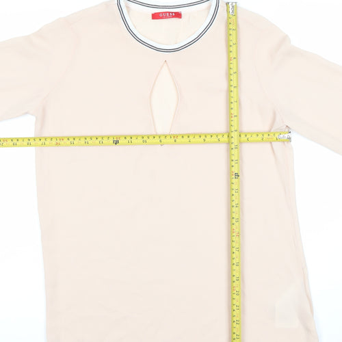 Guess Womens Beige Long Sleeve Chiffon Blouse Size S
