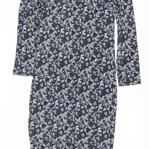 French Connection Women’s Blue Floral Bodycon Dress Size 14