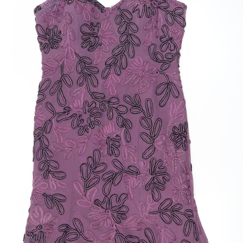 Yeni Infantino Women’s Purple Size 14 Slip Dress Beaded Floral V-Neck