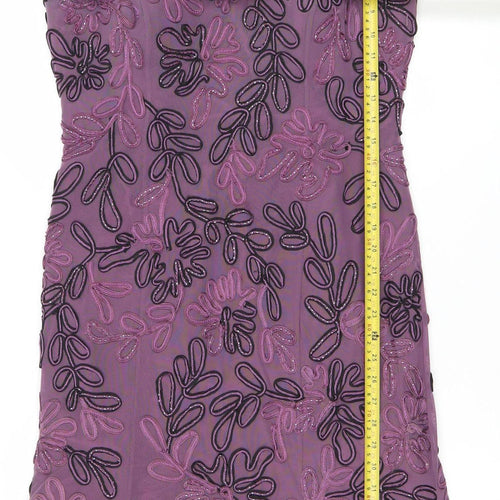Yeni Infantino Women’s Purple Size 14 Slip Dress Beaded Floral V-Neck