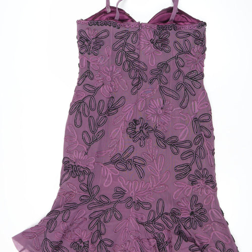 Yeni Infantino Women’s Purple Size 14 Slip Dress Beaded Floral V-Neck