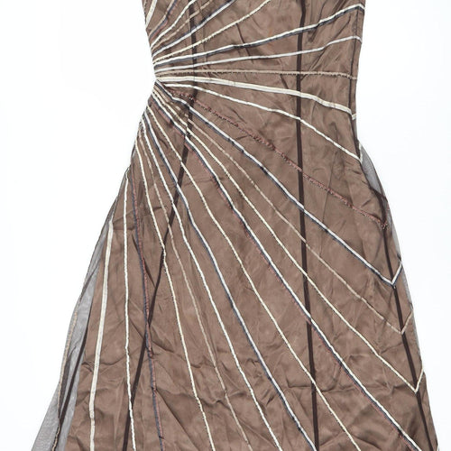Coast Women Brown Strapless Knee Length Party Dress Size 10