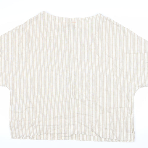 Marks and Spencer Women’s Beige Striped Linen Tunic Blouse Size 18