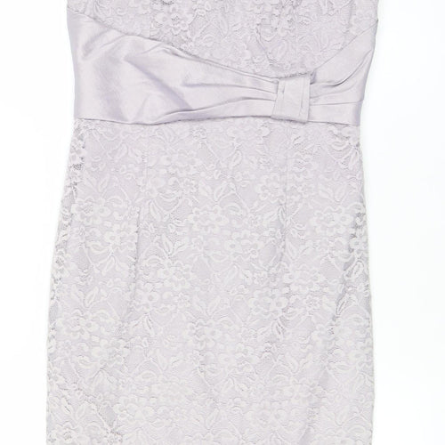 Ispritio Women’s Purple Lace Sheath Dress Size 10 V-Neck Cocktail