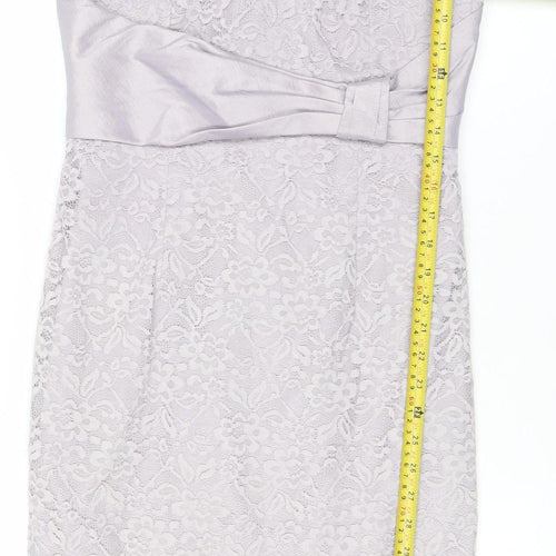 Ispritio Women’s Purple Lace Sheath Dress Size 10 V-Neck Cocktail