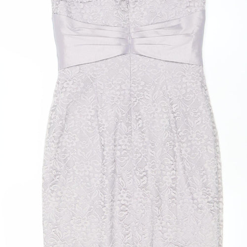 Ispritio Women’s Purple Lace Sheath Dress Size 10 V-Neck Cocktail
