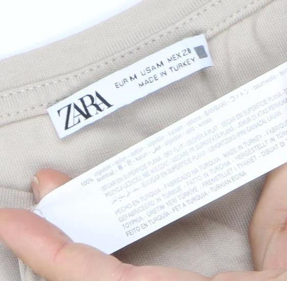 ZARA Women Beige A-Line Midi Dress Size 12 Sleeveless Cotton