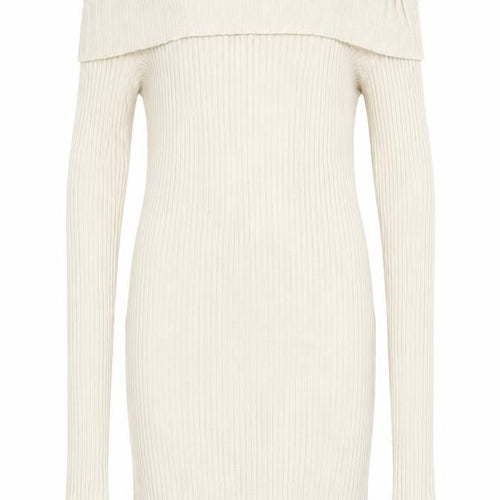 Urban Outfitters Women’s Beige Off Shoulder Ribbed Bodycon Dress S