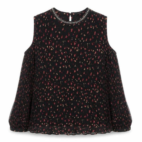 Next Women Black Animal Print Cold Shoulder Tunic Blouse Size 12