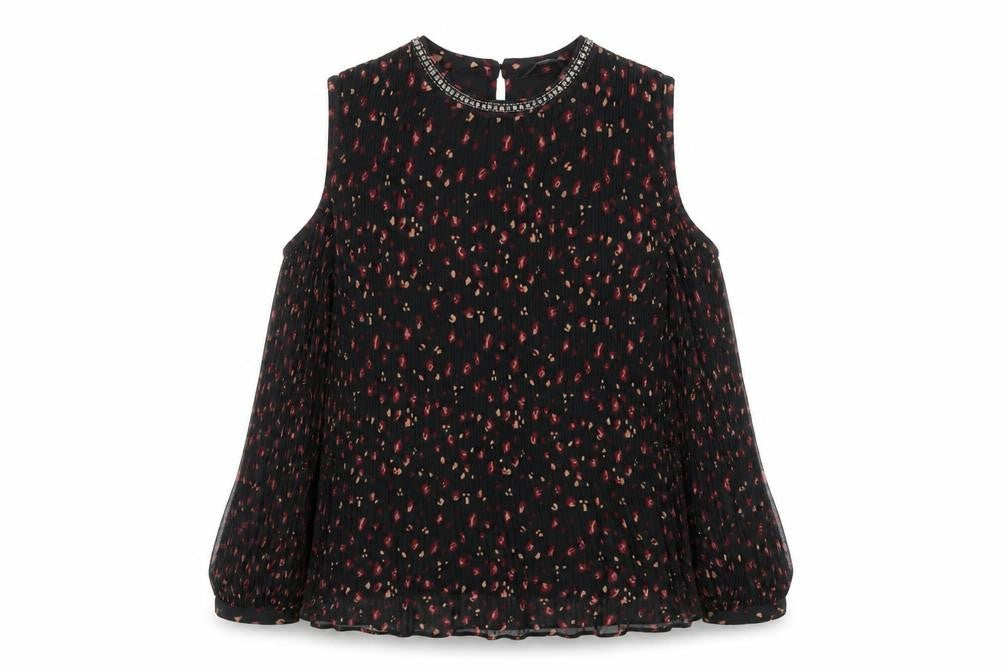 Next Women Black Animal Print Cold Shoulder Tunic Blouse Size 12
