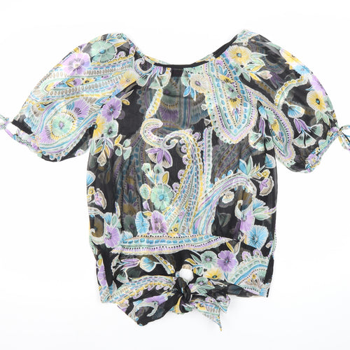 Miss Selfridge Womens Multicoloured Floral Sheer Blouse Size 8