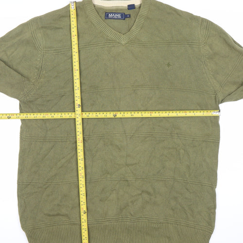 Maine New England Men’s Green Cotton V-Neck Pullover Jumper M