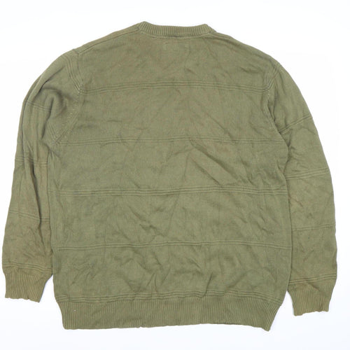 Maine New England Men’s Green Cotton V-Neck Pullover Jumper M