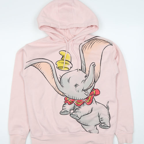 Disney Womens Pink Dumbo Hoodie XS Pullover Hooded Sweatshirt