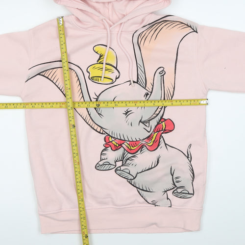 Disney Womens Pink Dumbo Hoodie XS Pullover Hooded Sweatshirt