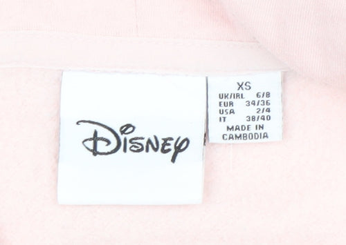 Disney Womens Pink Dumbo Hoodie XS Pullover Hooded Sweatshirt
