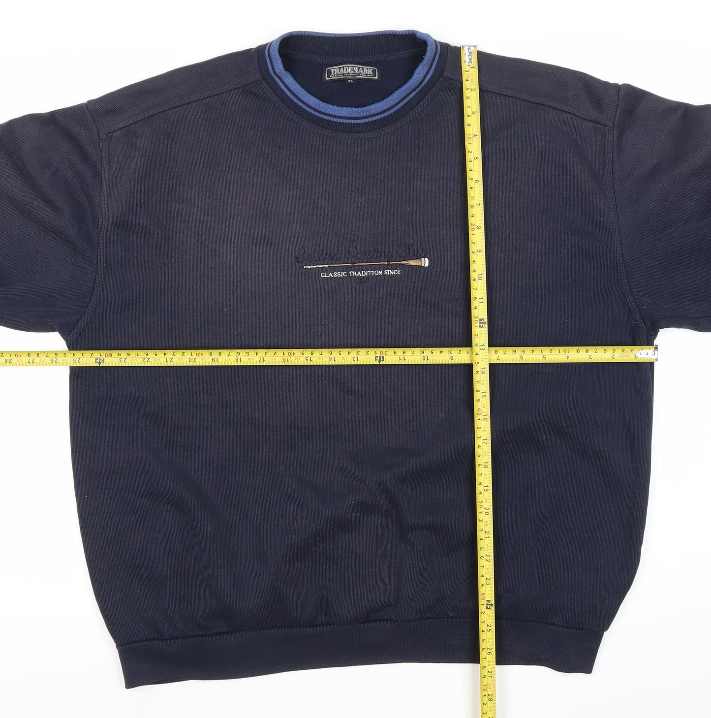 Trademark Men’s Blue XL Pullover Sweatshirt Embroidered Logo
