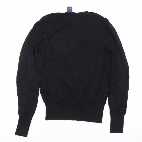 Oasis Womens Black Lace Knit Long Sleeve Blouse Size S