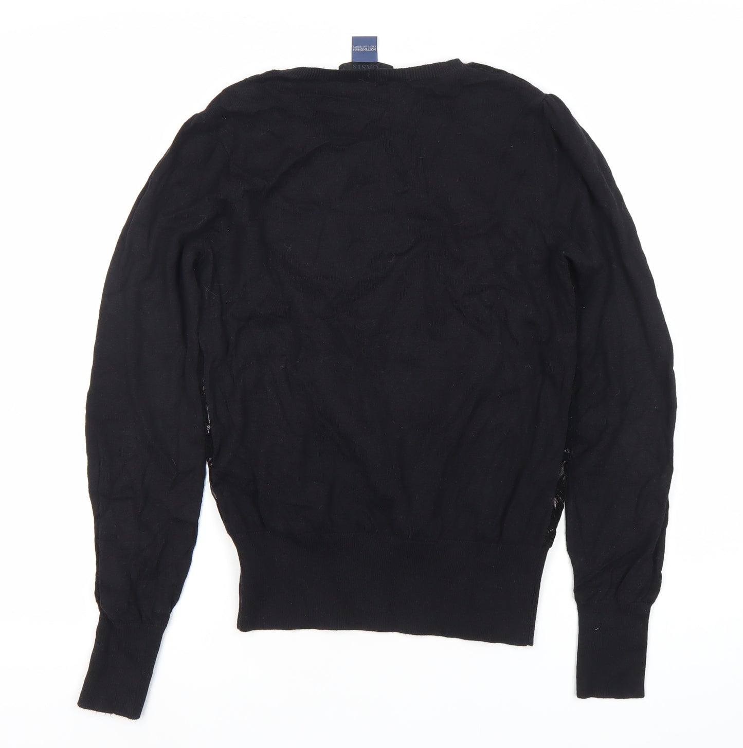 Oasis Womens Black Lace Knit Long Sleeve Blouse Size S