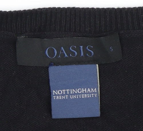 Oasis Womens Black Lace Knit Long Sleeve Blouse Size S