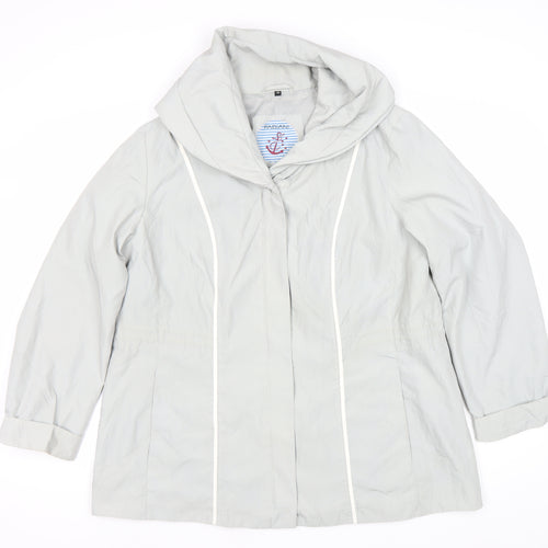 Fabiani Women Grey Hooded Rain Coat Jacket Size 16 Mid-Length