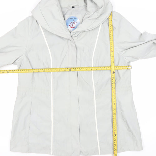 Fabiani Women Grey Hooded Rain Coat Jacket Size 16 Mid-Length