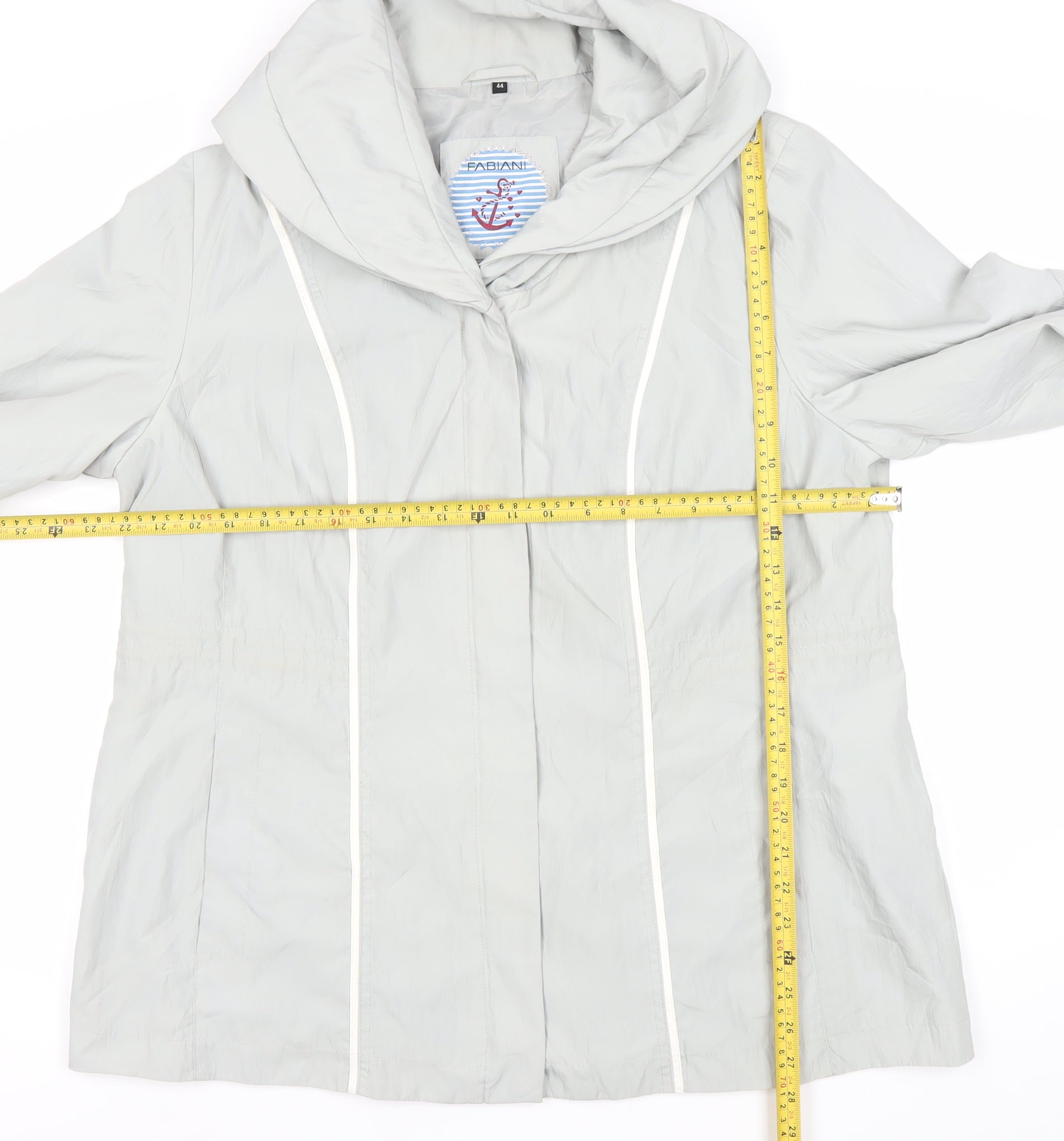 Fabiani Women Grey Hooded Rain Coat Jacket Size 16 Mid-Length – Preworn