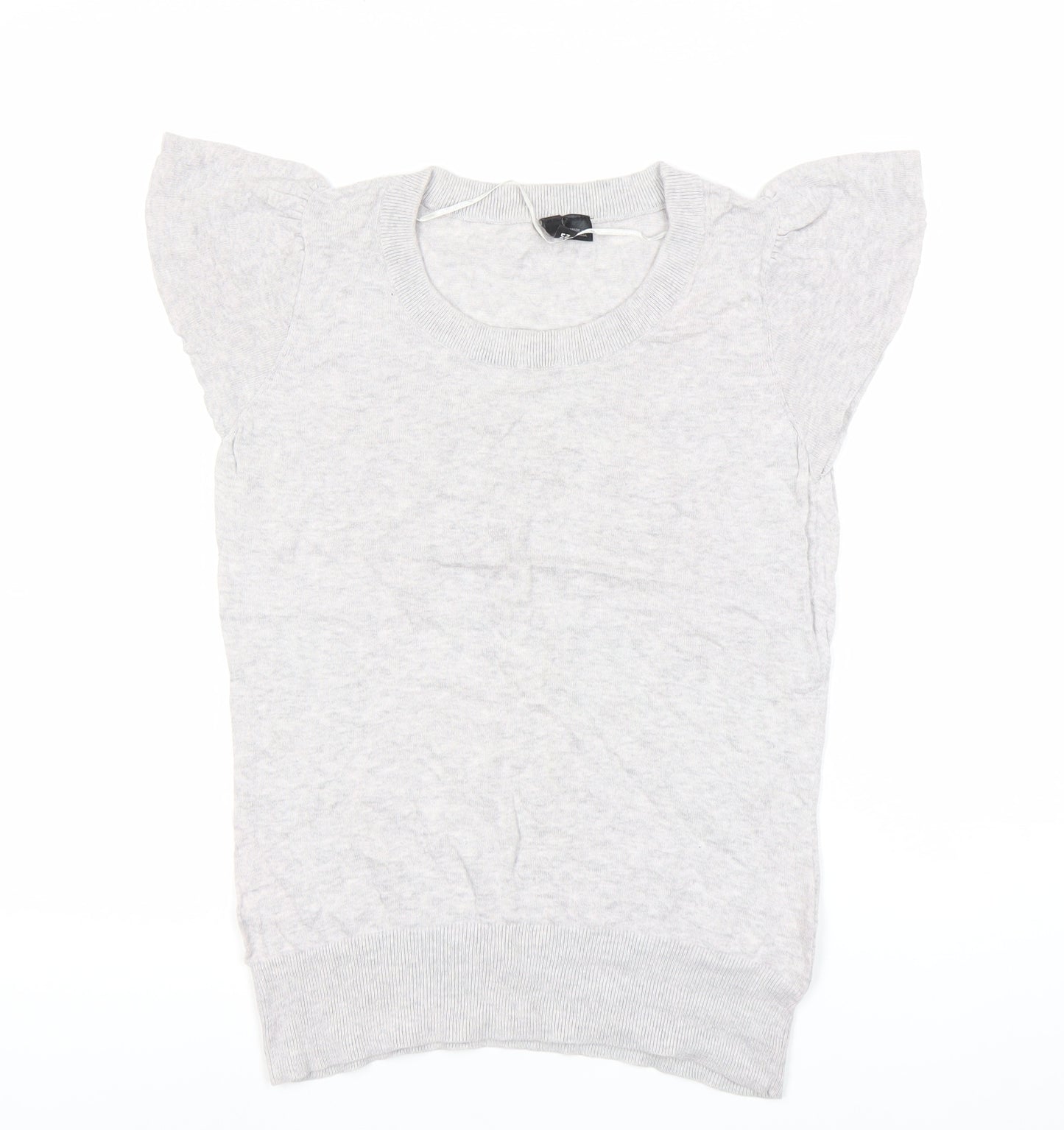 Divided Women’s Grey Size 14 Cotton Scoop Neck Flutter Sleeve T-Shirt