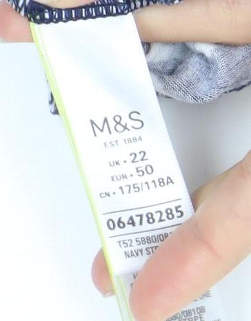 Marks and Spencer Women’s Blue Stripe Midi Shift Dress Size 22