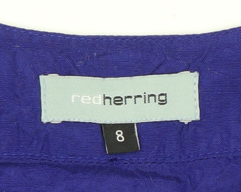 Red Herring Women’s Blue Beaded Tunic Blouse Size 8 Scoop Neck