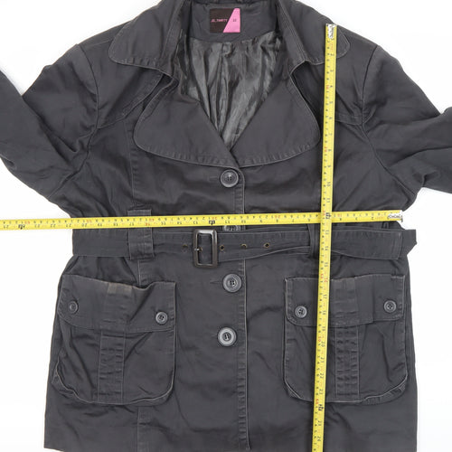 JO THIRTY Women's Black Trench Coat Size 22 Belted Mid-Length