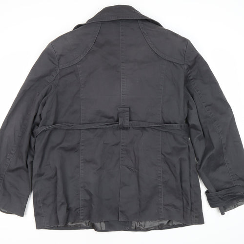 JO THIRTY Women's Black Trench Coat Size 22 Belted Mid-Length