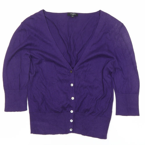 Hobbs Womens Purple Cotton V-Neck Cardigan Size 12