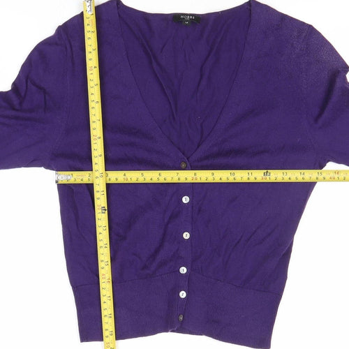 Hobbs Womens Purple Cotton V-Neck Cardigan Size 12