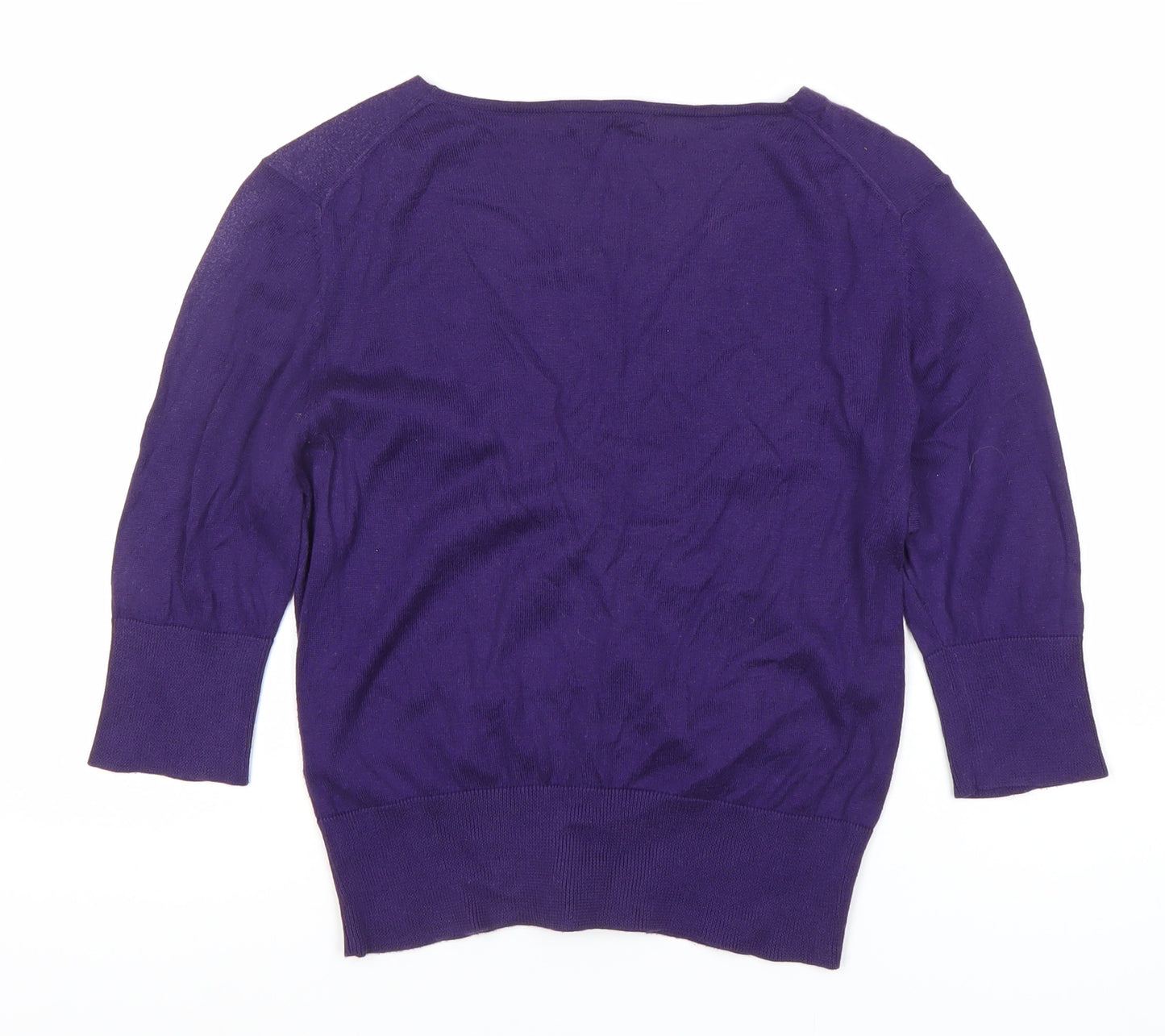 Hobbs Womens Purple Cotton V-Neck Cardigan Size 12