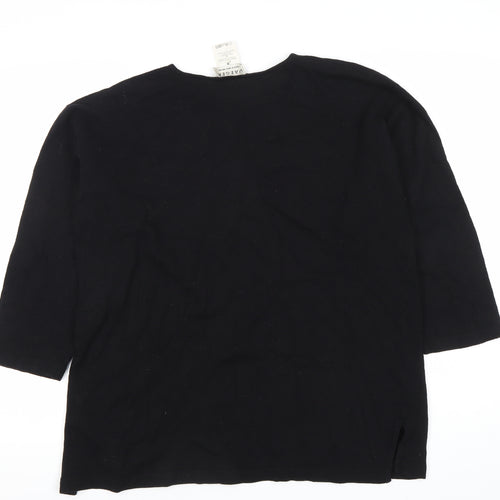 Jaeger Men’s Black Wool Viscose Pullover Jumper M 3/4 Sleeve